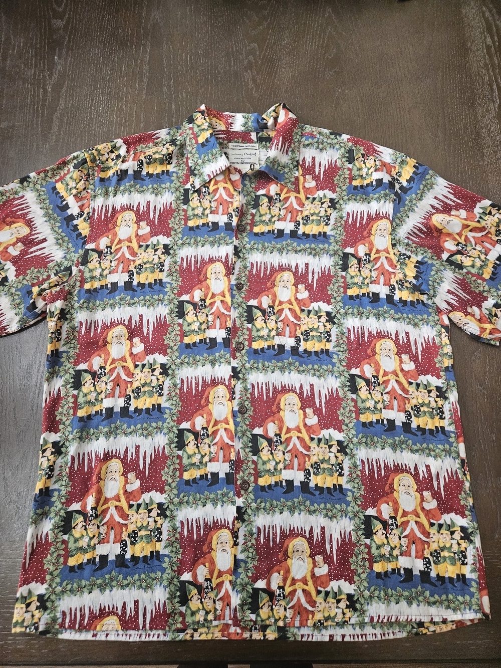 Vintage 1998 Reyn Spooner Guy Buffet Christmas Hawaiian Shirt Large Santa Elves